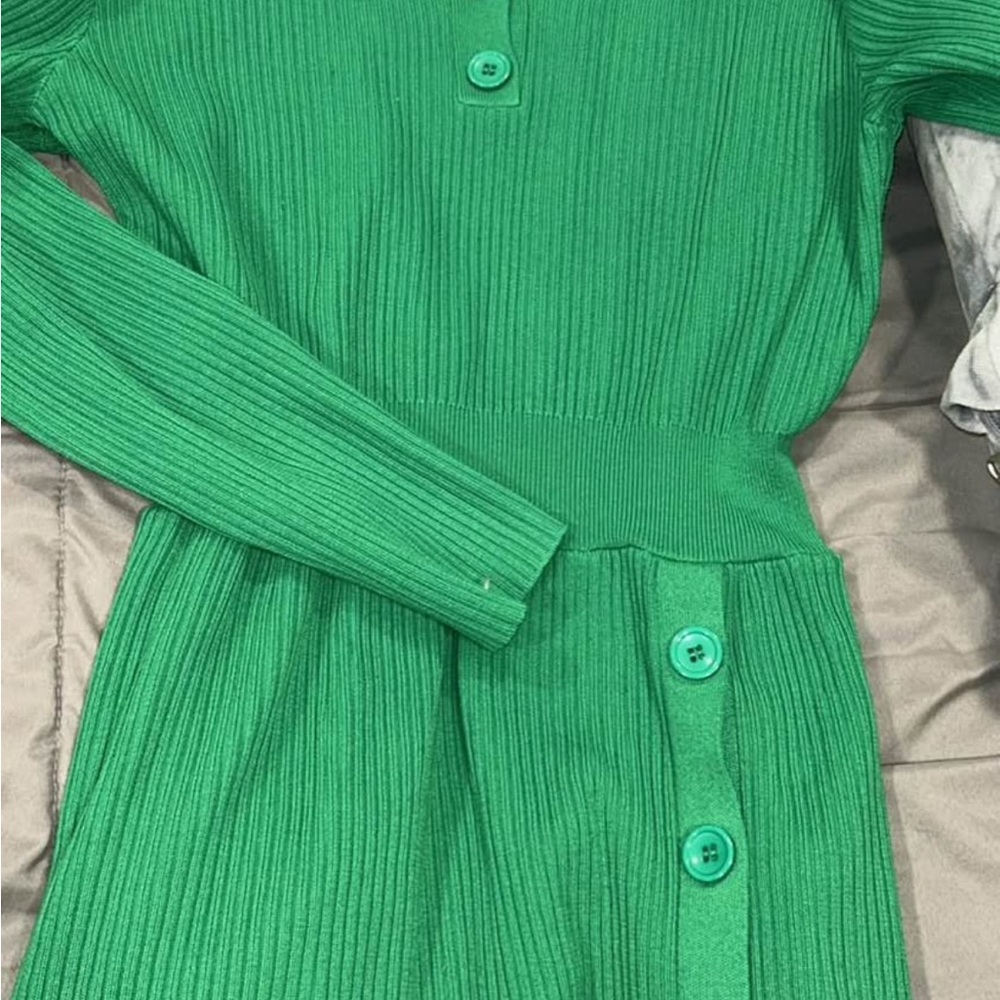 STYLEWE Green Ribbed Midi Dress